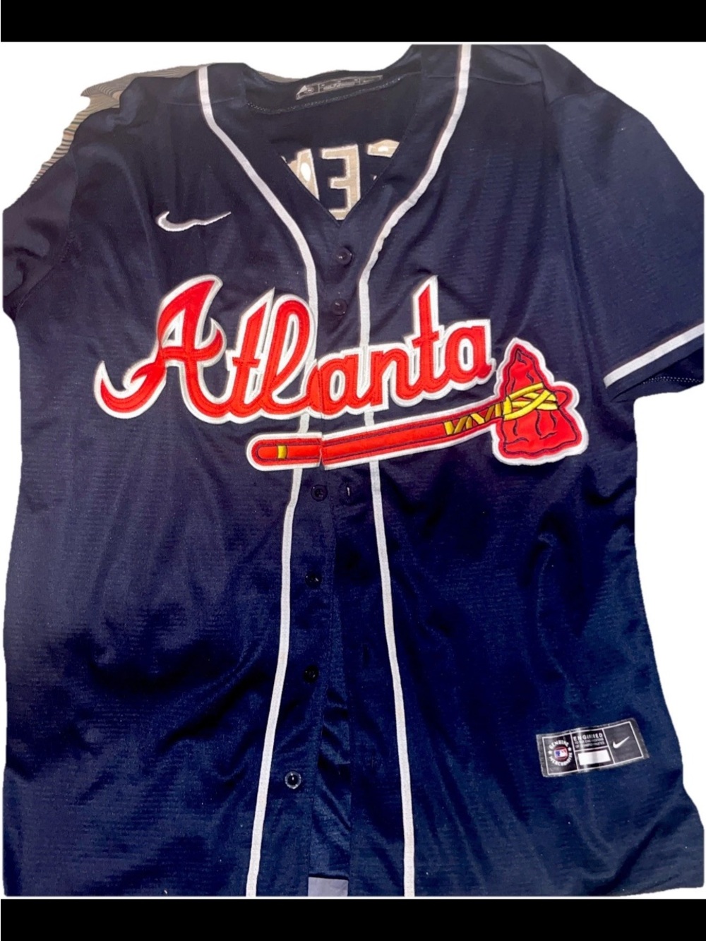 Nike Navy Atlanta Freddie Freeman Button-Up Baseball Jersey